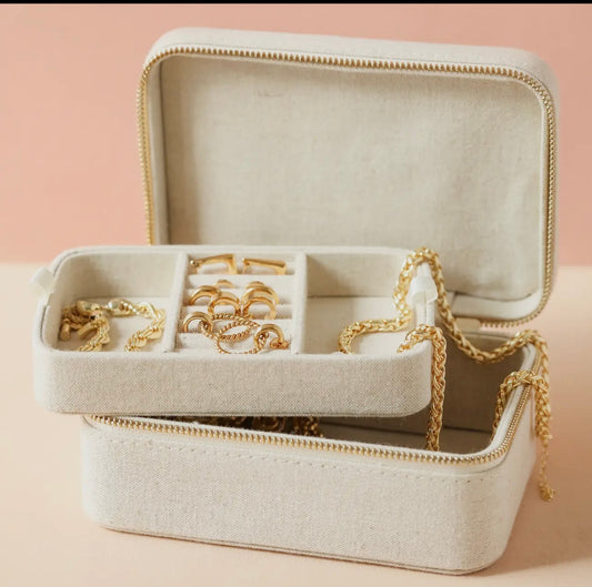 Natural Linen Jewelry Case